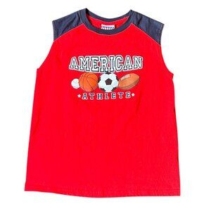 Kids Red & Blue American Athlete 100% Cotton Sleeveless Tank, Size Youth M